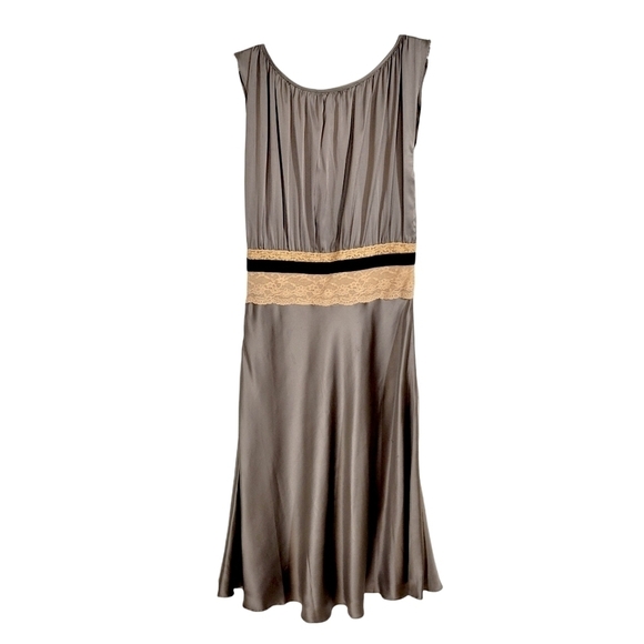 Miguelina Gray & Pink Silk Lace Boho Peasant Dress - Picture 6 of 10